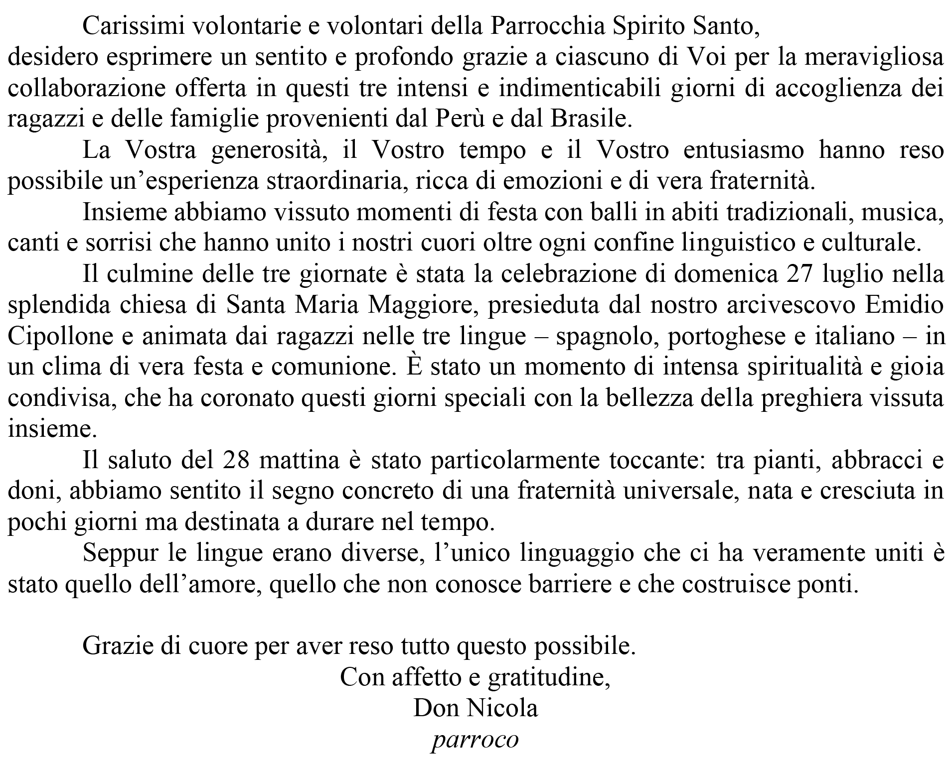 la voce del parroco